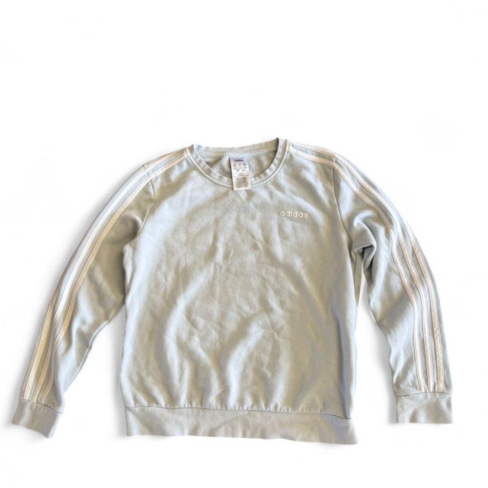 Adidas Light Blue Crewneck Sweatshirt with Three Stripes